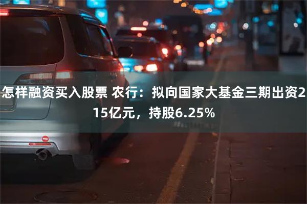 怎样融资买入股票 农行：拟向国家大基金三期出资215亿元，持股6.25%