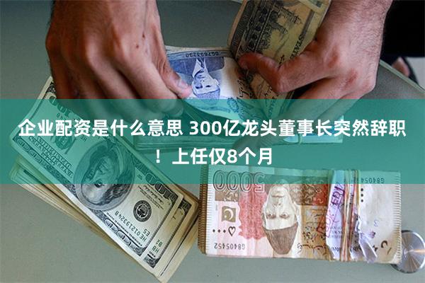 企业配资是什么意思 300亿龙头董事长突然辞职！上任仅8个月